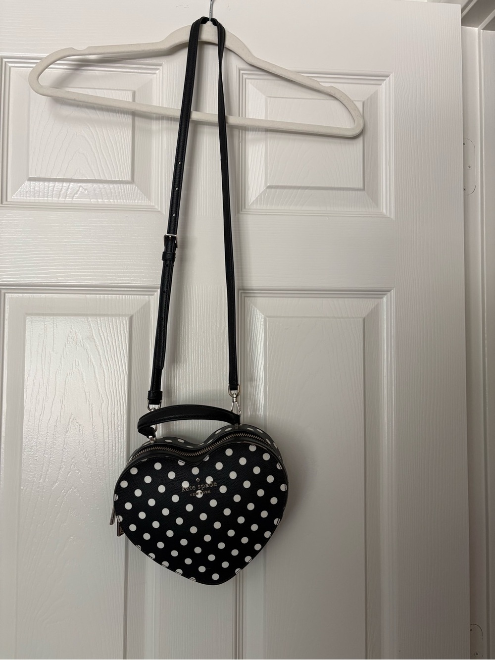 kate spade Black and White Polka Dot Heart Crossbody